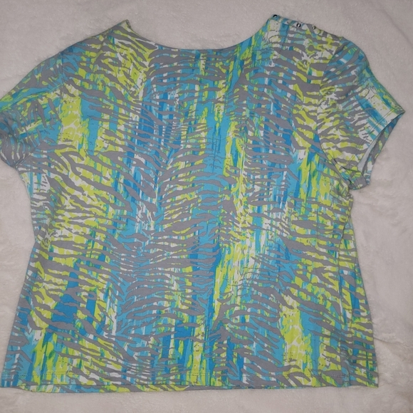Ruby Rd. Blue and Green Graphic Crop Tee - Picture 3 of 6